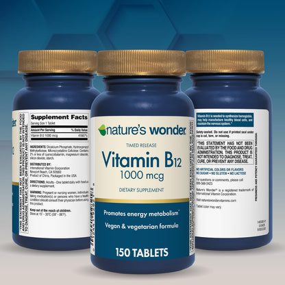 Nature's Wonder Vitamin B12 1000 mcg Timed Release Tablets for Energy Metabolism, Supports Brain Health and Nervous System Health - PrimeBioHealth - canada supplements