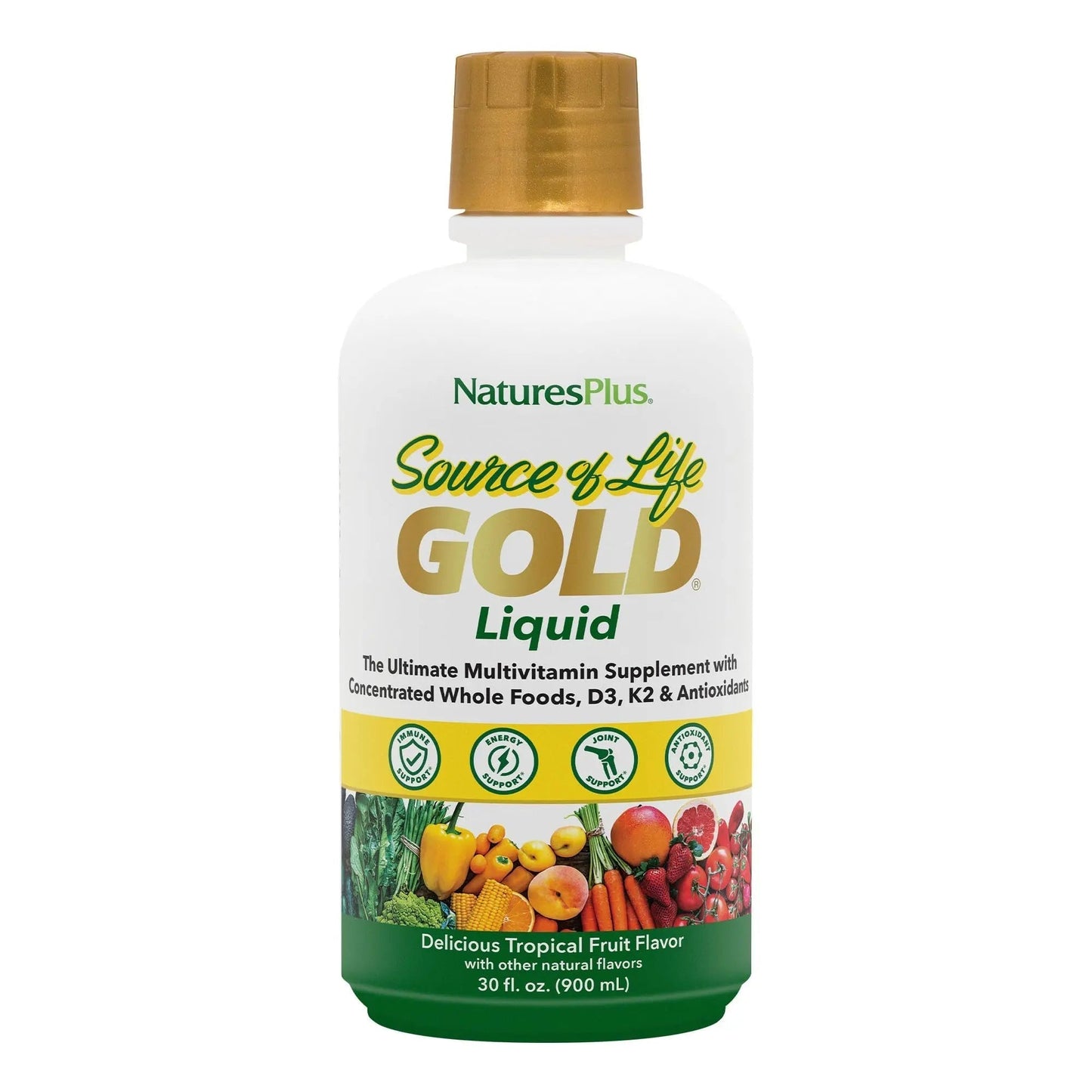 NaturesPlus Source of Life Gold Multivitamin Liquid - 30 oz - with Vitamins D3, B12 & K2 - Blood, Bone & Immune Support - Vegetarian & Gluten Free - 30 Servings - PrimeBioHealth - canada supplements