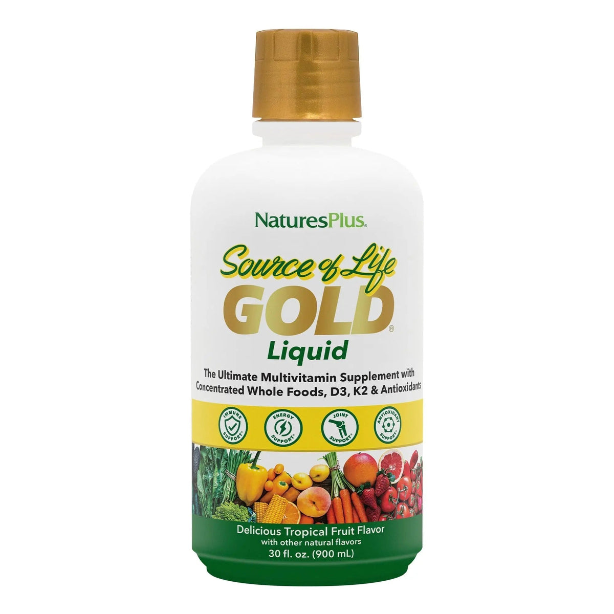 NaturesPlus Source of Life Gold Multivitamin Liquid - 30 oz - with Vitamins D3, B12 & K2 - Blood, Bone & Immune Support - Vegetarian & Gluten Free - 30 Servings - PrimeBioHealth - canada supplements