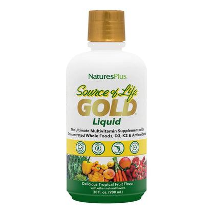 NaturesPlus Source of Life Gold Multivitamin Liquid - 30 oz - with Vitamins D3, B12 & K2 - Blood, Bone & Immune Support - Vegetarian & Gluten Free - 30 Servings - PrimeBioHealth - canada supplements