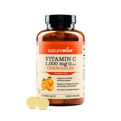NatureWise Extra Strength Vitamin C Chewable 1000mg for Adults - Natural Orange Flavor - Immune System & Antioxidant Support - Non-GMO - PrimeBioHealth - canada supplements