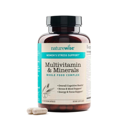 NatureWise Multivitamin for Women + Stress Support with Organic Whole Foods & Natural Minerals - B-Complex + Vitamin C + D3 K2 for Immunity, Hair, Skin & Nails - PrimeBioHealth - canada supplements