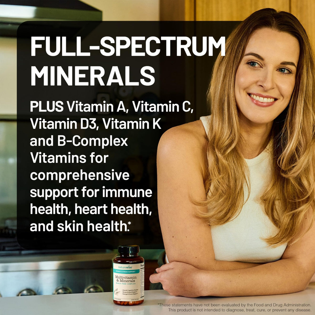 NatureWise Multivitamin for Women + Stress Support with Organic Whole Foods & Natural Minerals - B-Complex + Vitamin C + D3 K2 for Immunity, Hair, Skin & Nails - PrimeBioHealth - canada supplements