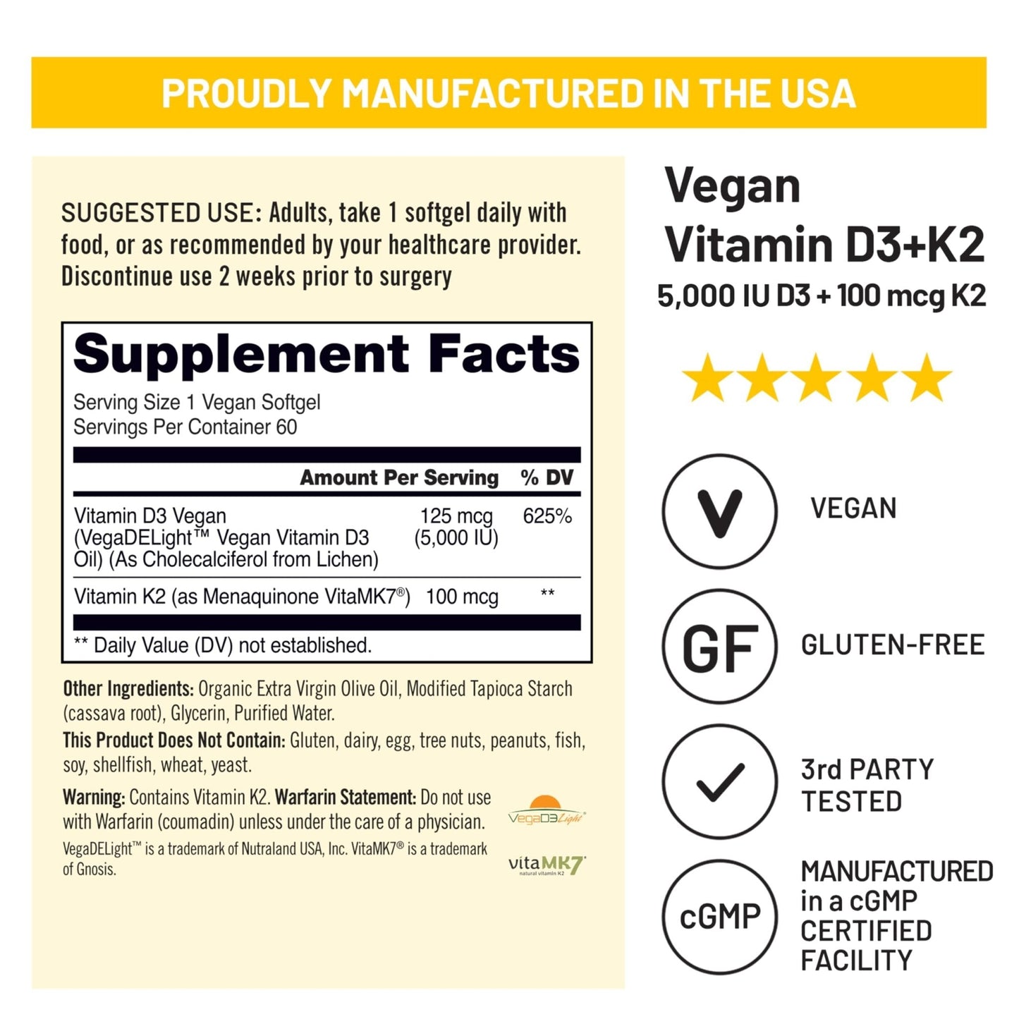 NatureWise Vegan Vitamin D3 + K2 - Natural D3 5000IU + Natural Vitamin K2 100mcg - Bone Support - High Absorption - PrimeBioHealth - canada supplements