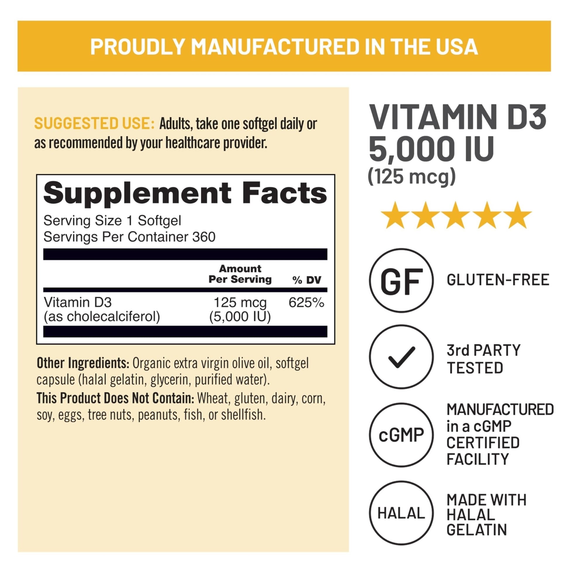 NatureWise Vitamin D3 5000iu (125 mcg) 1 Year Supply for Immune Support, Healthy Muscle Function, and Bone Health - Non-GMO - PrimeBioHealth - canada supplements
