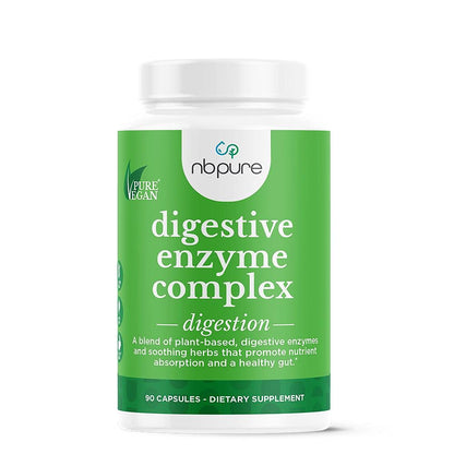 nbpure Vegan Digestive Enzyme Complex – Daily Bloating, Gas, & Food Digestive Support for Women & Men – 12 Enzymes & 3 Herbs – Lactase, Protease, Lipase - PrimeBioHealth - canada supplements