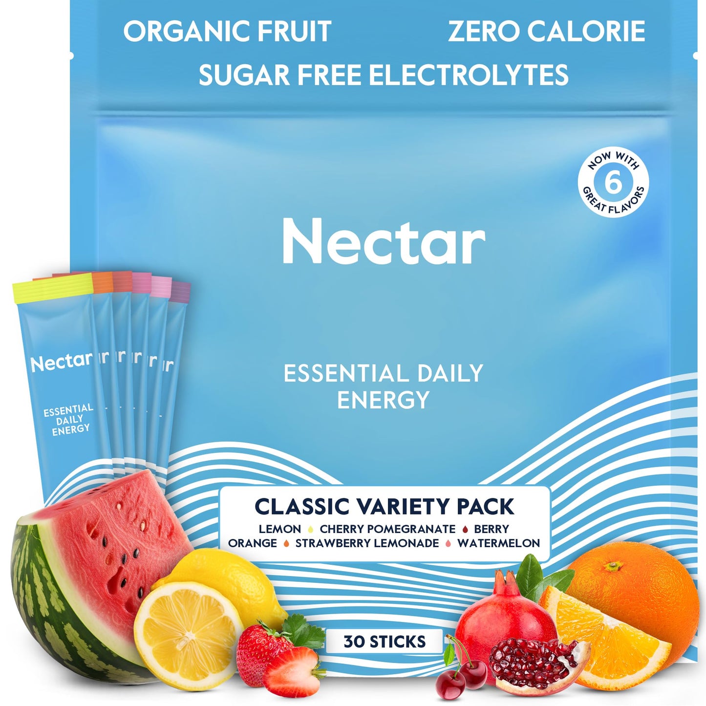 Nectar Energy Booster - Organic Caffeine, B12 & Electrolytes - Sugar Free & Zero Calorie – Healthy Coffee, Energy Drink & Soda Alternative – Hydration & Energy Supplement (Variety 30 Powder Packets) - PrimeBioHealth - canada supplements