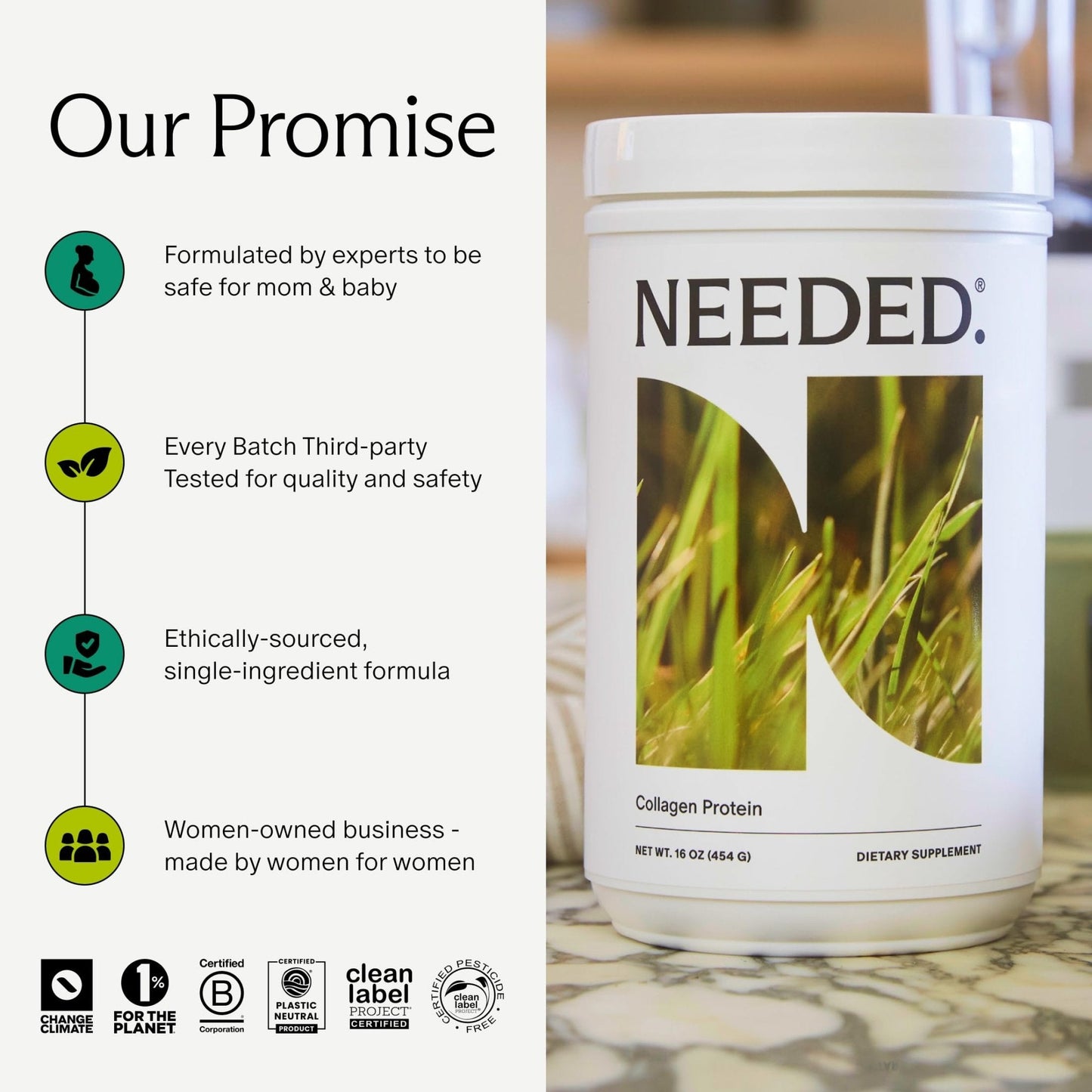 Needed. Hydrolyzed Collagen Protein Powder | Expert-Backed & Clean Sourced | Supports Skin, Hair, Joints | Grass-fed, Pasture-Raised, Hormone-Free | 1lb - PrimeBioHealth - canada supplements