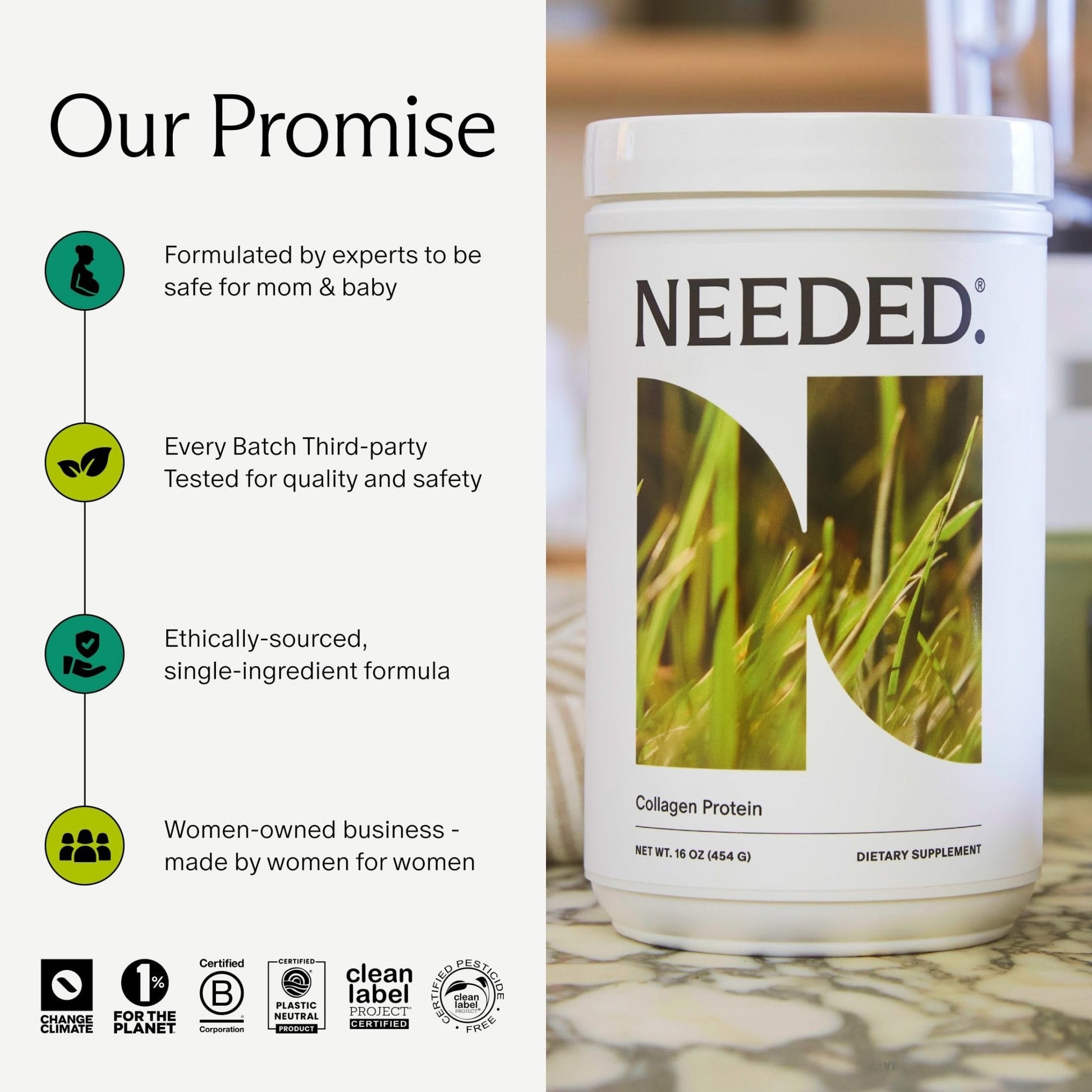 Needed. Hydrolyzed Collagen Protein Powder | Expert-Backed & Clean Sourced | Supports Skin, Hair, Joints | Grass-fed, Pasture-Raised, Hormone-Free | 1lb - PrimeBioHealth - canada supplements