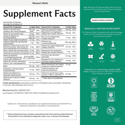 Needed. Multivitamin for Women with 23 Vitamins, Minerals and Antioxidants - Daily Womens Multivitamin - PrimeBioHealth - canada supplements