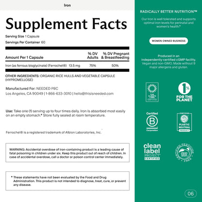 Needed. Prenatal Iron Supplement - Pregnancy, Breastfeeding, Postpartum - Aids Energy, Birth Weight & Baby's Neural Development - PrimeBioHealth - canada supplements