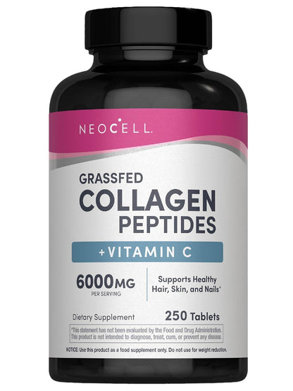 NeoCell Collagen Peptides | 250 Tablets | with Vitamin C | Grassfed Supplement | Hair, Skin, & Nails | for Women and Men - PrimeBioHealth - canada supplements
