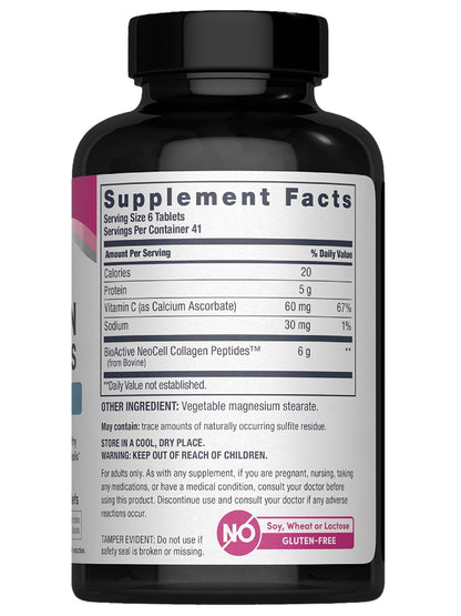 NeoCell Collagen Peptides | 250 Tablets | with Vitamin C | Grassfed Supplement | Hair, Skin, & Nails | for Women and Men - PrimeBioHealth - canada supplements
