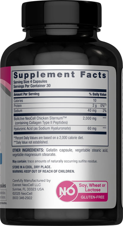 NeoCell Joint Complex Supplement | 120 Capsules | Plus Hyaluronic Acid | Collagen Type II | Advanced Formula - PrimeBioHealth - canada supplements