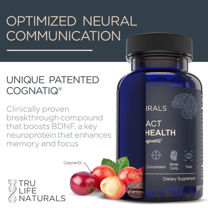 NEUROACT Brain Health Memory, Focus, Concentration, Mental Clarity with CognatiQ, Vitamin B3 & B6 | Manage Stress & Elevate Mood | Holistic Brain Health Formula, Sustained Energy & Well Being - PrimeBioHealth - canada supplements