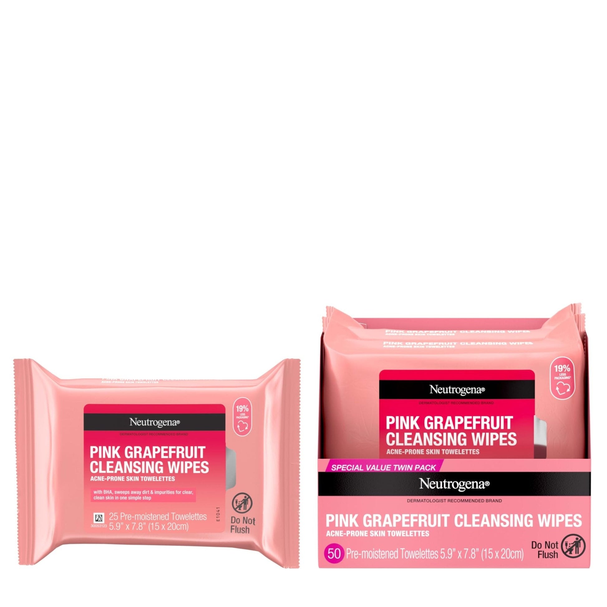 Neutrogena Makeup Remover Cleansing Towelettes, Pink Grapefruit, 25 Count, Twin Pack - PrimeBioHealth - canada supplements