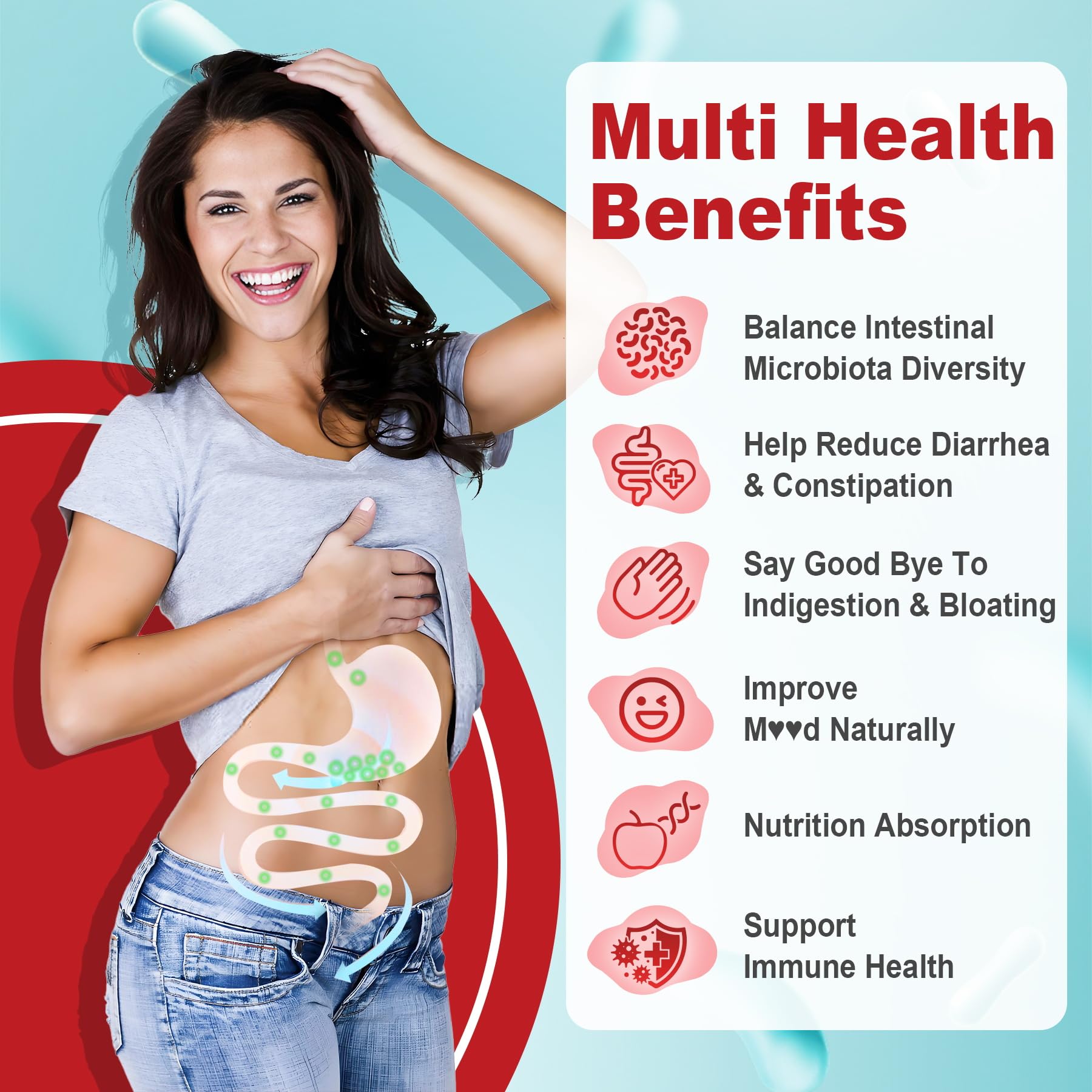 NEVISS Probiotic + Prebiotic Gummies for Adults & Kids 4+, Sugar Free Chewable 50 Billion CFUs w/Fiber, Vitamin B1 B2 D3 & Zinc, for Digestive & Gut Health - PrimeBioHealth - canada supplements