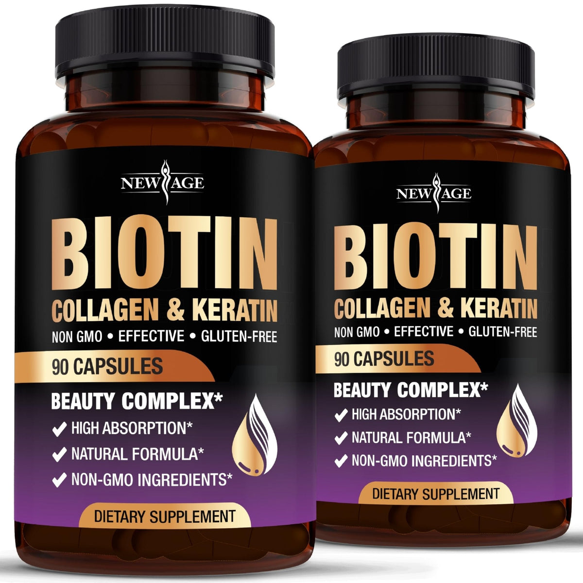 NEW AGE Biotin Collagen Keratin Hyaluronic Acid - 50,000mcg Hair Growth Vitamins for Men and Women, Nails, Hair, Skin Vitamins and DHT Blocker with Vitamin E Folic - PrimeBioHealth - canada supplements