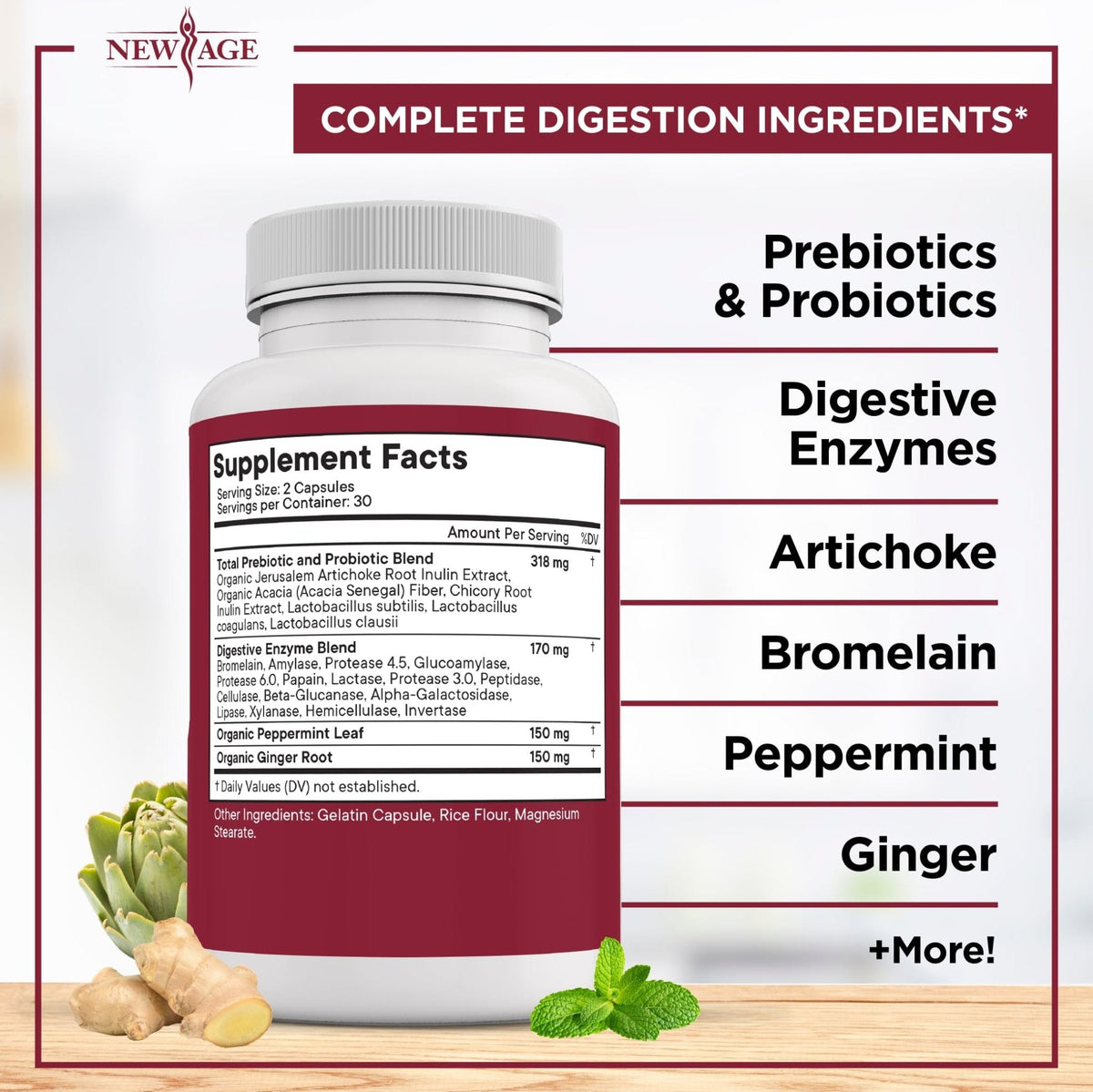 NEW AGE Digestive Enzymes for Gut Health - Probiotic Multi Enzymes with Prebiotics and Probiotics with Lipase for Women and Men for Digestive Health, - PrimeBioHealth - canada supplements