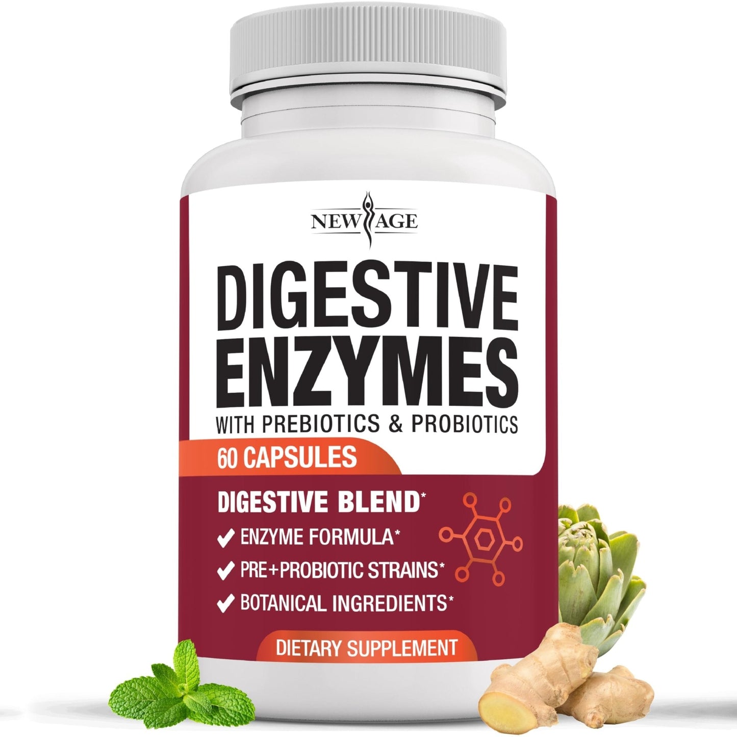 NEW AGE Digestive Enzymes for Gut Health - Probiotic Multi Enzymes with Prebiotics and Probiotics with Lipase for Women and Men for Digestive Health, - PrimeBioHealth - canada supplements