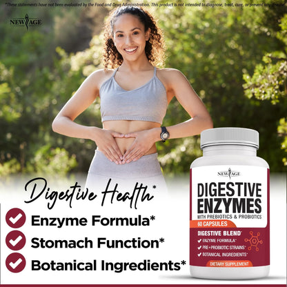 NEW AGE Digestive Enzymes for Gut Health - Probiotic Multi Enzymes with Prebiotics and Probiotics with Lipase for Women and Men for Digestive Health, - PrimeBioHealth - canada supplements