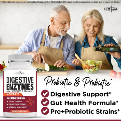 NEW AGE Digestive Enzymes for Gut Health - Probiotic Multi Enzymes with Prebiotics and Probiotics with Lipase for Women and Men for Digestive Health, - PrimeBioHealth - canada supplements