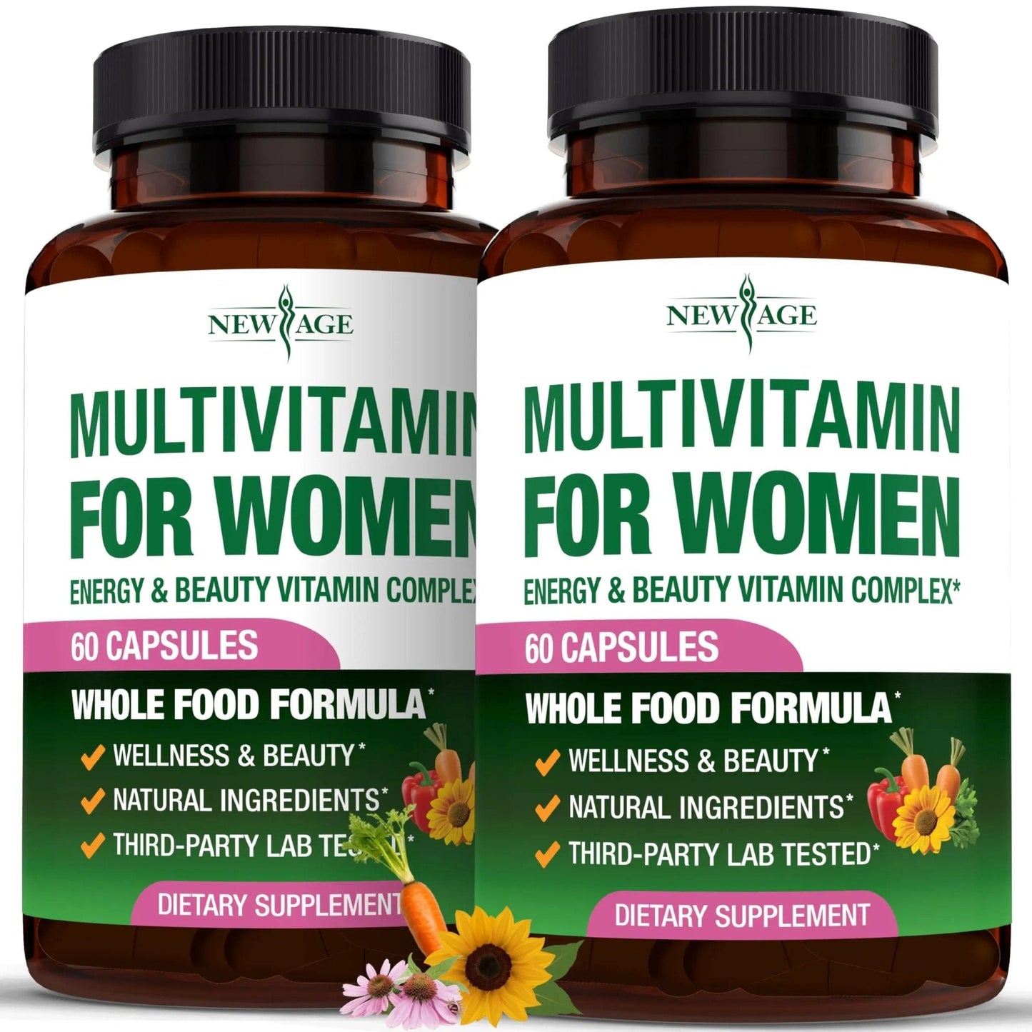 NEW AGE Multivitamin for Women - B-Complex, Whole Foods, Hair Support, Iron - All in1 Womens Multivitamin - PrimeBioHealth - canada supplements