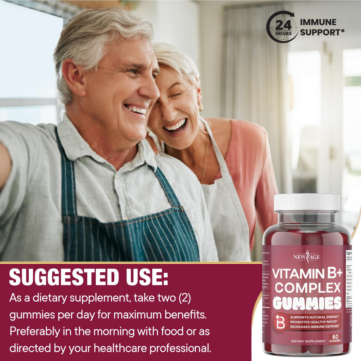 NEW AGE Vitamin B Complex Gummies with Vitamin B3, B6, & B12 – with Biotin, Folic Acid & Vitamin C – Gluten-Free, Vegan - PrimeBioHealth - canada supplements
