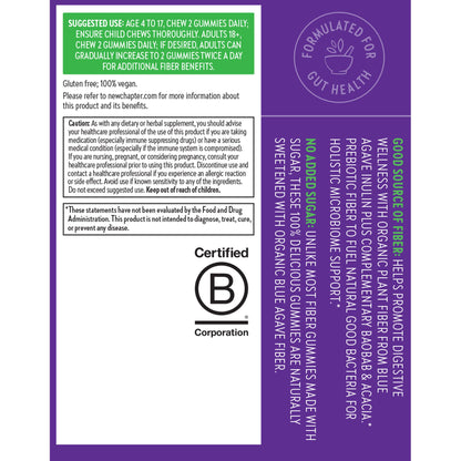 New Chapter Organic Fiber Gummies for Adults & Kids (Age 4+), Plant-Based Prebiotic Fiber for Digestive Health, Vegan, Non-GMO, USDA Organic - PrimeBioHealth - canada supplements