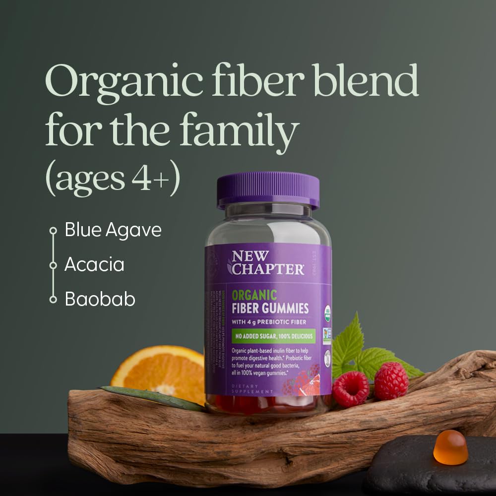 New Chapter Organic Fiber Gummies for Adults & Kids (Age 4+), Plant-Based Prebiotic Fiber for Digestive Health, Vegan, Non-GMO, USDA Organic - PrimeBioHealth - canada supplements