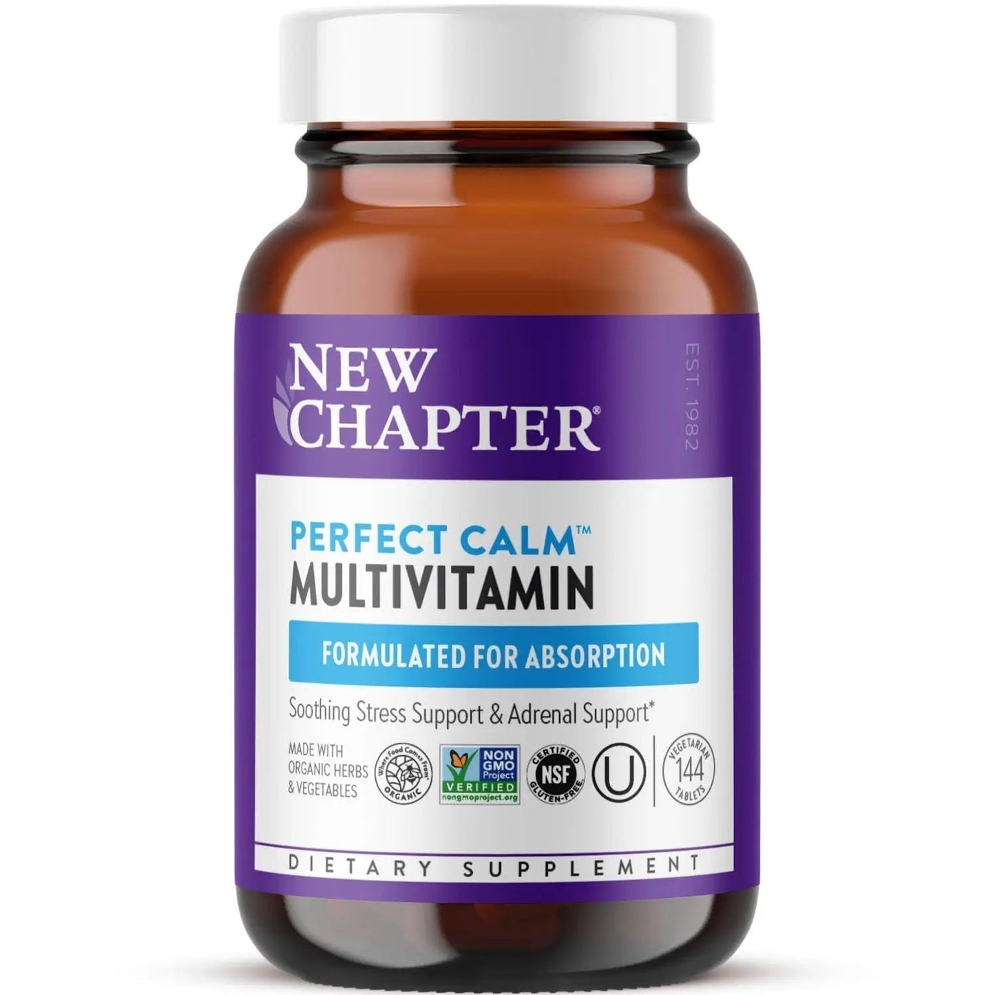 New Chapter Perfect Calm - Daily Multivitamin for Stress & Mood Support with B Vitamins + Holy Basil + Lemon Balm - PrimeBioHealth - canada supplements