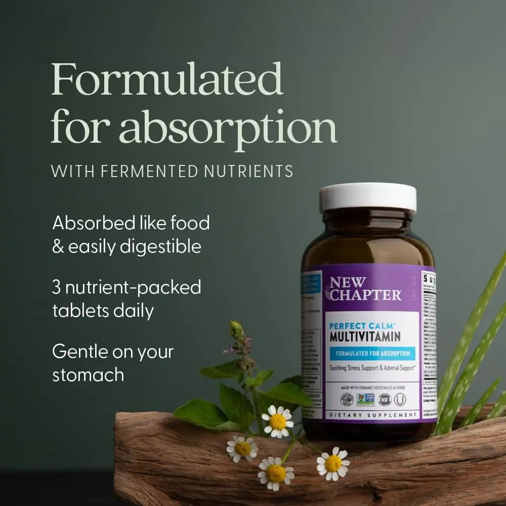 New Chapter Perfect Calm - Daily Multivitamin for Stress & Mood Support with B Vitamins + Holy Basil + Lemon Balm - PrimeBioHealth - canada supplements