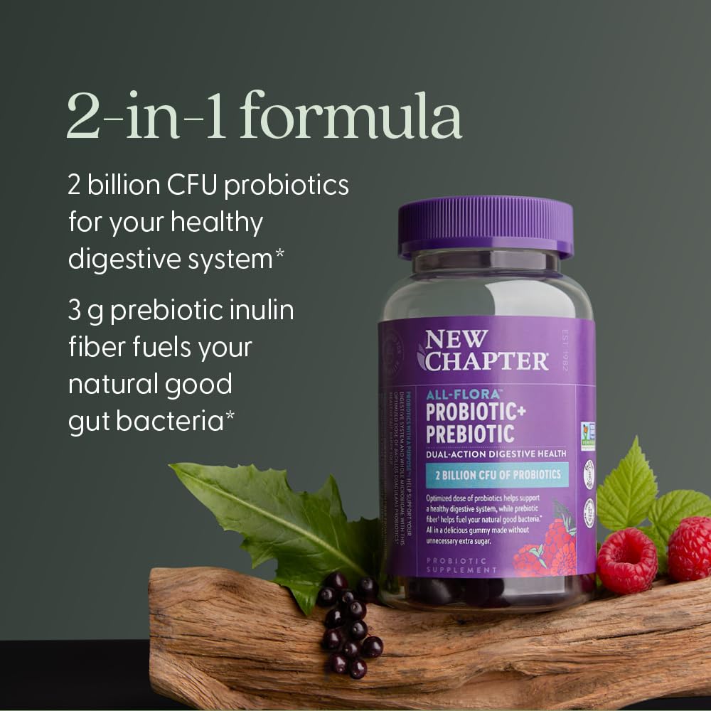 New Chapter Probiotic Gummies for Women and Men, All-Flora (1 Month Supply) – 55% Less Sugar+, Formulated for Holistic Gut Health Support with Probiotics + Prebiotic Fiber - PrimeBioHealth - canada supplements