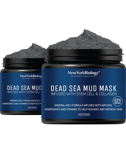 New York Biology Dead Sea Mud Mask for Face, Body | with Stem Cell and Collagen | Spa Quality Pore Refiner for Oily Skin - PrimeBioHealth - canada supplements