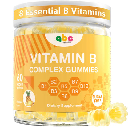 NEWOLITE Vitamin B Complex Gummies for Adult Kid-Pineapple Flavor-Chewable Supplement with 8 Essential B Vitamins - PrimeBioHealth - canada supplements