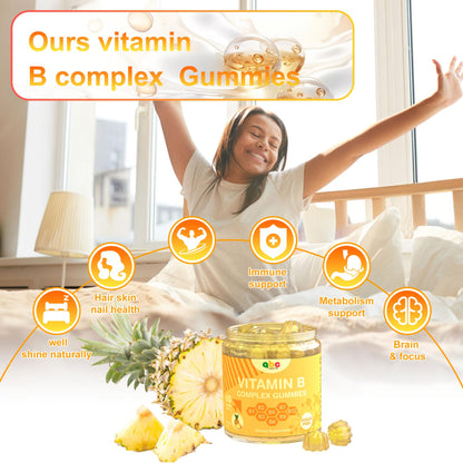 NEWOLITE Vitamin B Complex Gummies for Adult Kid-Pineapple Flavor-Chewable Supplement with 8 Essential B Vitamins - PrimeBioHealth - canada supplements