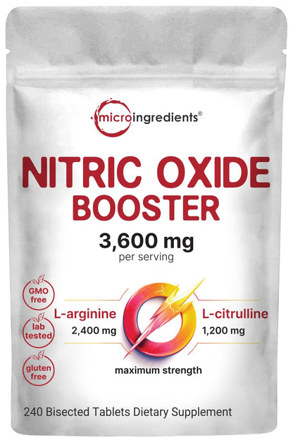 Nitric Oxide Supplements for Men & Women 3,600mg, 240 Bisected Tablets | 80 Servings | Max Strength Nitric Oxide Booster with L-Arginine & L-Citrulline - PrimeBioHealth - canada supplements