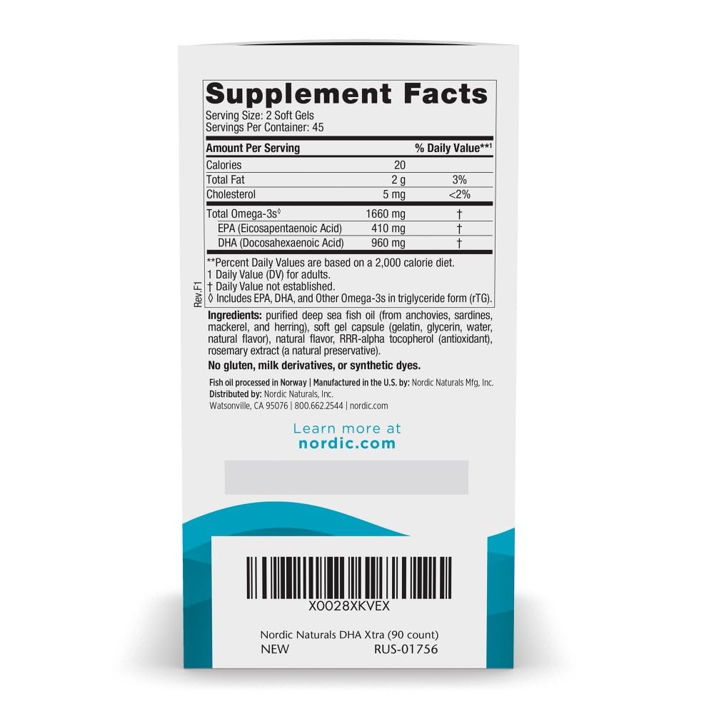 Nordic Naturals DHA Xtra, Strawberry - 90 Soft Gels - 1660 mg Omega-3 - High-Intensity DHA Formula for Brain & Nervous System Support - PrimeBioHealth - canada supplements