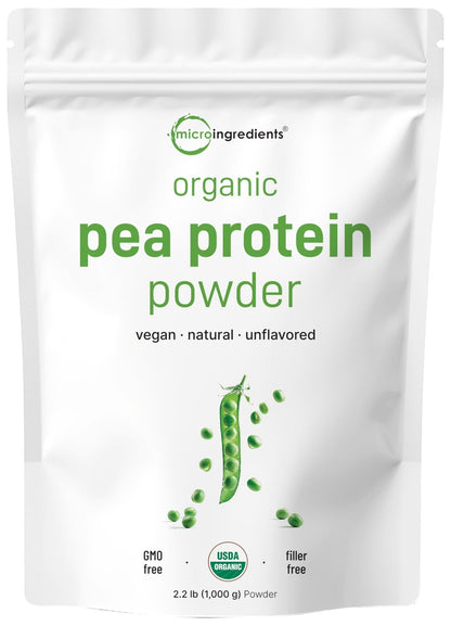 North America Grown, Organic Pea Protein Powder, 1KG (2.2 Pounds) | Plant-Based Vegan Protein, Meatless Protein Supplement, Natural Branched Chain Amino Acids | Non-GMO, Soy Free - PrimeBioHealth - canada supplements