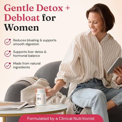 Nourished Natural Health Detox + Debloat - Detox Cleanse and Bloating Relief for Women - Liver and Digestive Support with Milk Thistle, Dandelion, Fennel & Turmeric - PrimeBioHealth - canada supplements