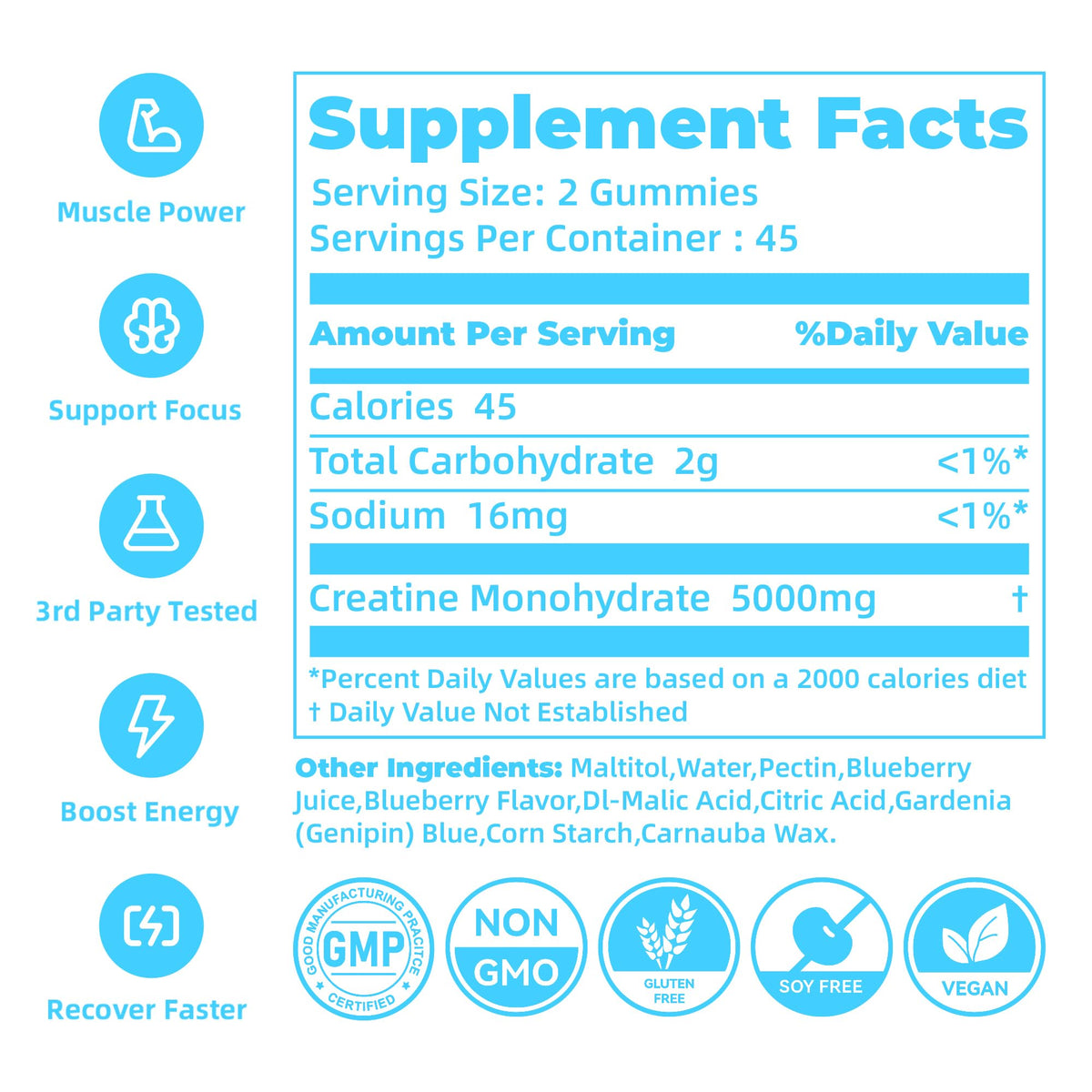 novomins Creatine Monohydrate Gummies 5000mg for Men & Women, Chewables Creatine Monohydrate for Muscle Strength, Muscle Builder, Energy Boost, Pre-Workout Supplement - PrimeBioHealth - canada supplements