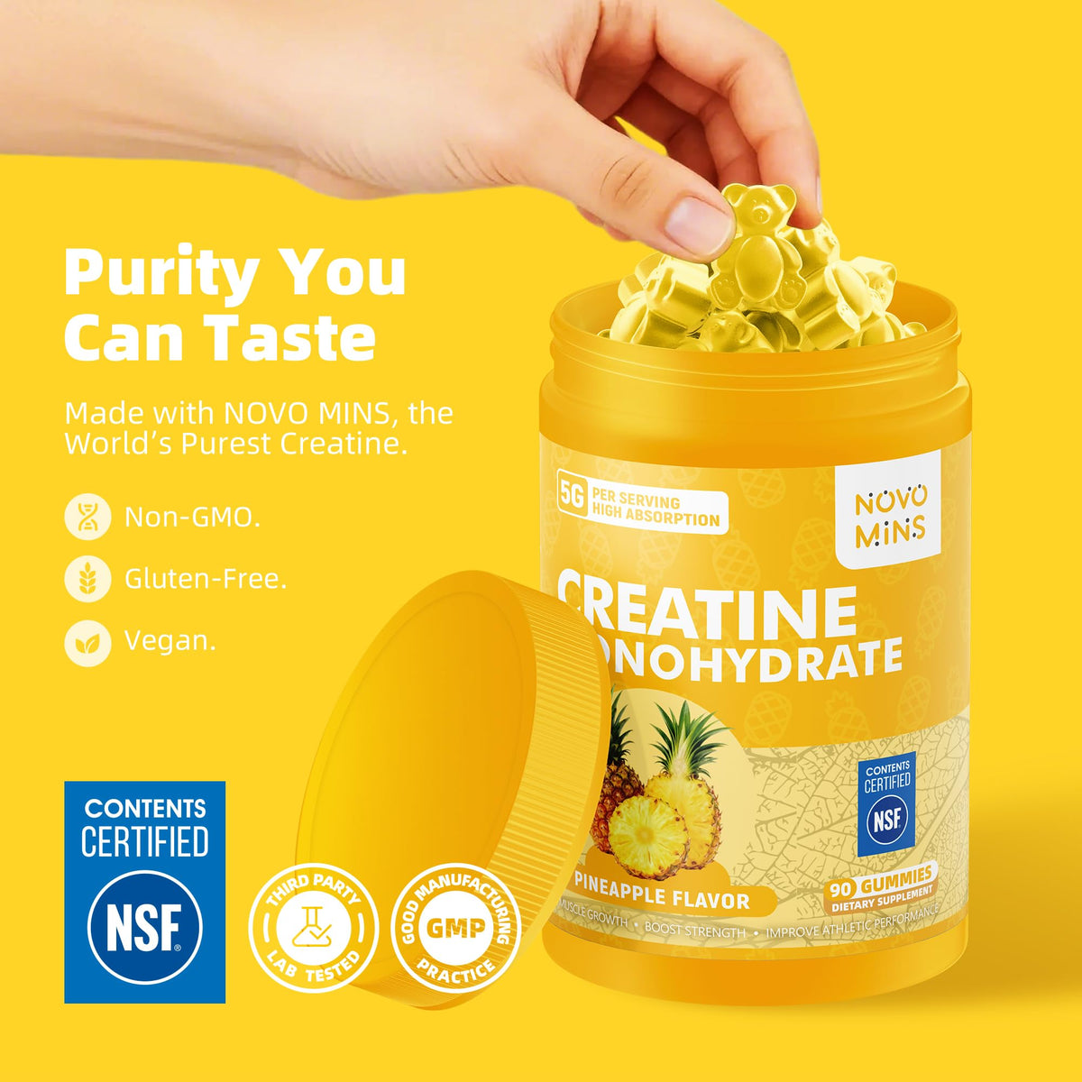 novomins Creatine Monohydrate Gummies for Men & Women, Chewables Creatine Monohydrate for Muscle Strength, Muscle Builder, Energy Boost, Pre-Workout Supplement - PrimeBioHealth - canada supplements