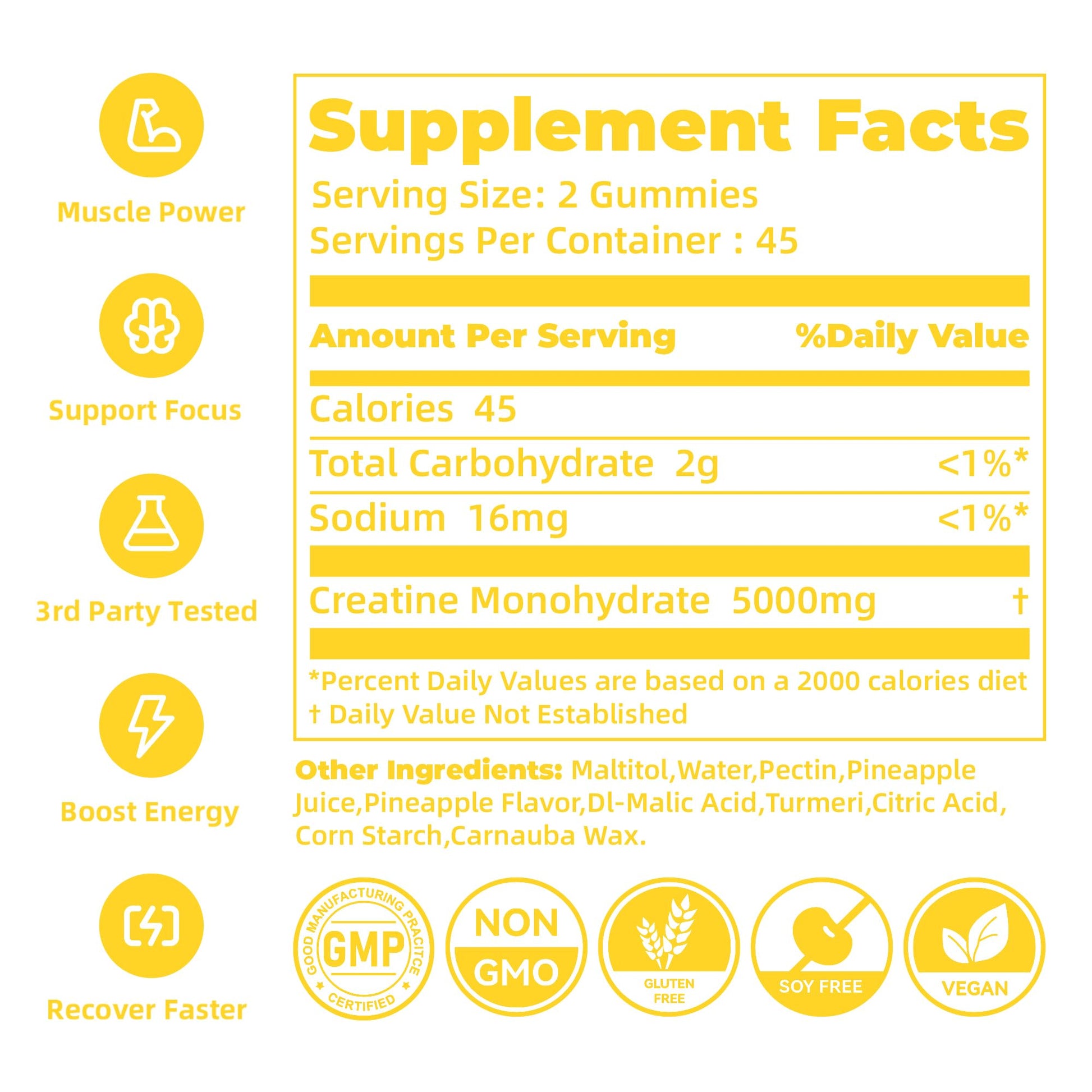 novomins Creatine Monohydrate Gummies for Men & Women, Chewables Creatine Monohydrate for Muscle Strength, Muscle Builder, Energy Boost, Pre-Workout Supplement - PrimeBioHealth - canada supplements