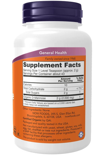 NOW Foods, D-Mannose Pure Powder, 3 oz (85 g) - PrimeBioHealth - canada supplements