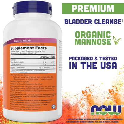 NOW Foods Pure, Organic D-Mannose 10 oz Powder (Pack of 2) - Bladder Cleanse and Urinary Tract Health Supplement - Non-GMO - Vegan Friendly - 2000mg / 2 Grams per Serving - PrimeBioHealth - canada supplements