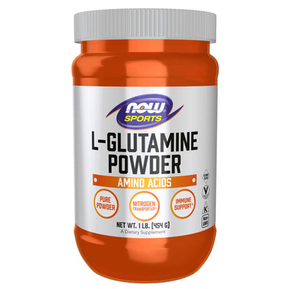 NOW Foods Sports Nutrition, L-Glutamine Pure Powder, Nitrogen Transporter*, Amino Acid, 1-Pound - PrimeBioHealth - canada supplements