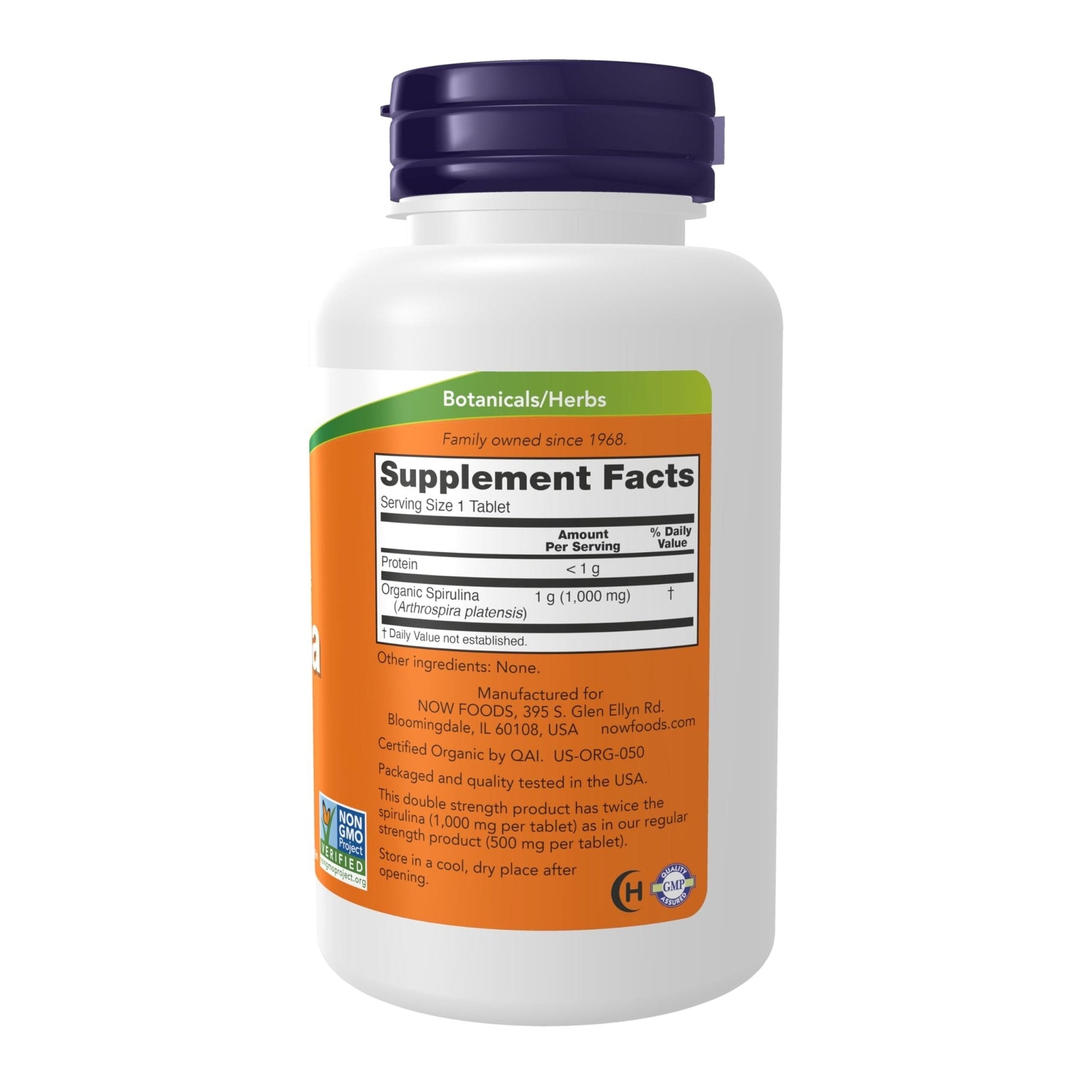 NOW Foods Supplements, Certified Organic, Spirulina 1000 mg (Double Strength), Rich in Beta-Carotene (Vitamin A) - PrimeBioHealth - canada supplements