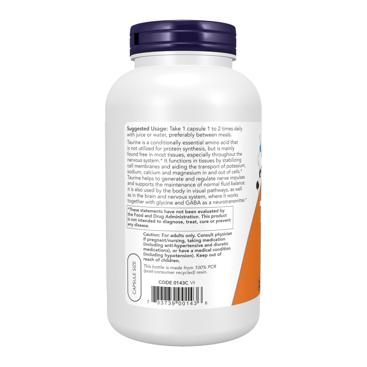 NOW Foods Supplements, Taurine 1,000 mg, Double Strength, Nervous System Health*, 250 Veg Capsules - PrimeBioHealth - canada supplements