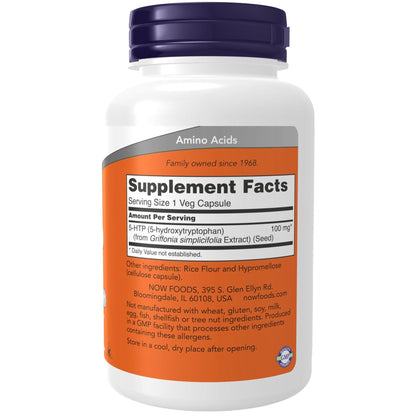 NOW Supplements, 5-HTP (5-hydroxytryptophan) 100 mg, Neurotransmitter Support*, 120 Veg Capsules - PrimeBioHealth - canada supplements