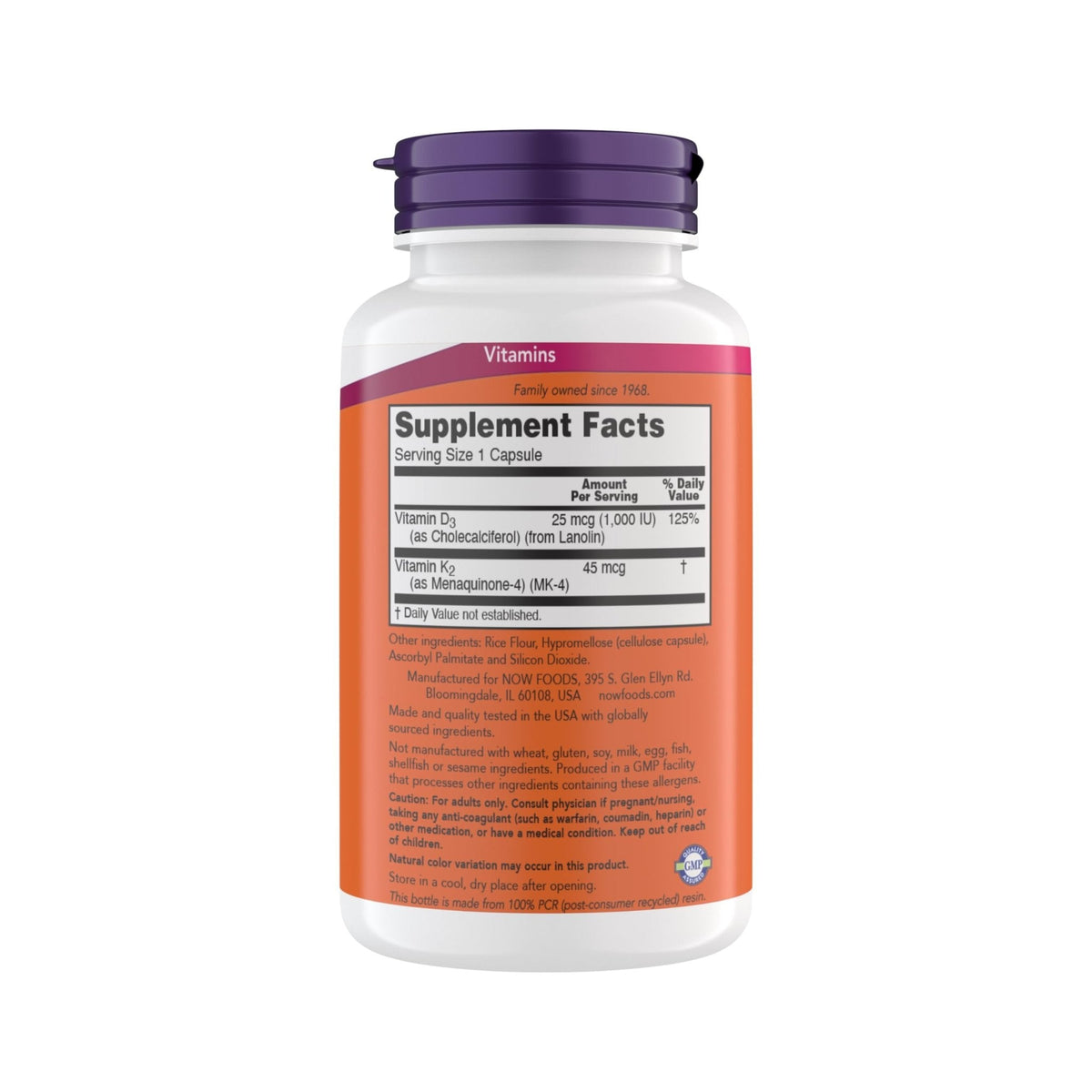 Now Supplements Vitamin D3 K2, 1,000 IU/45 mcg, Cardiovascular Support, Supports Bone Health, 180 Vegetarian Capsules - PrimeBioHealth - canada supplements